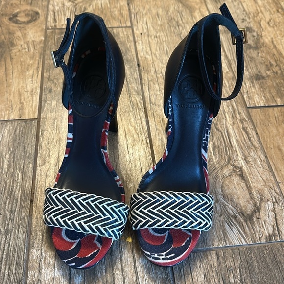 Tory Burch CARLISSA Leather Navy & Ivory Heels size 8 - Picture 2 of 7